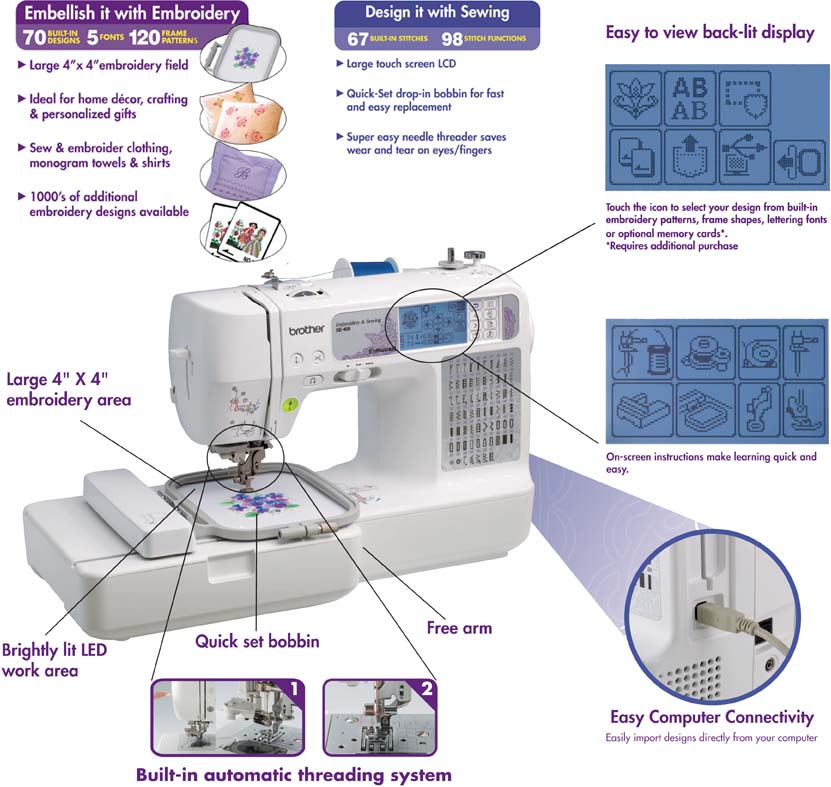 Brother se400 sewing and embroidery machine overview