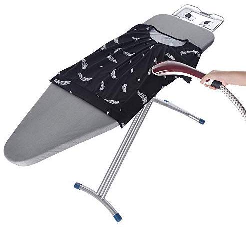 pressing fabric on an ironing board