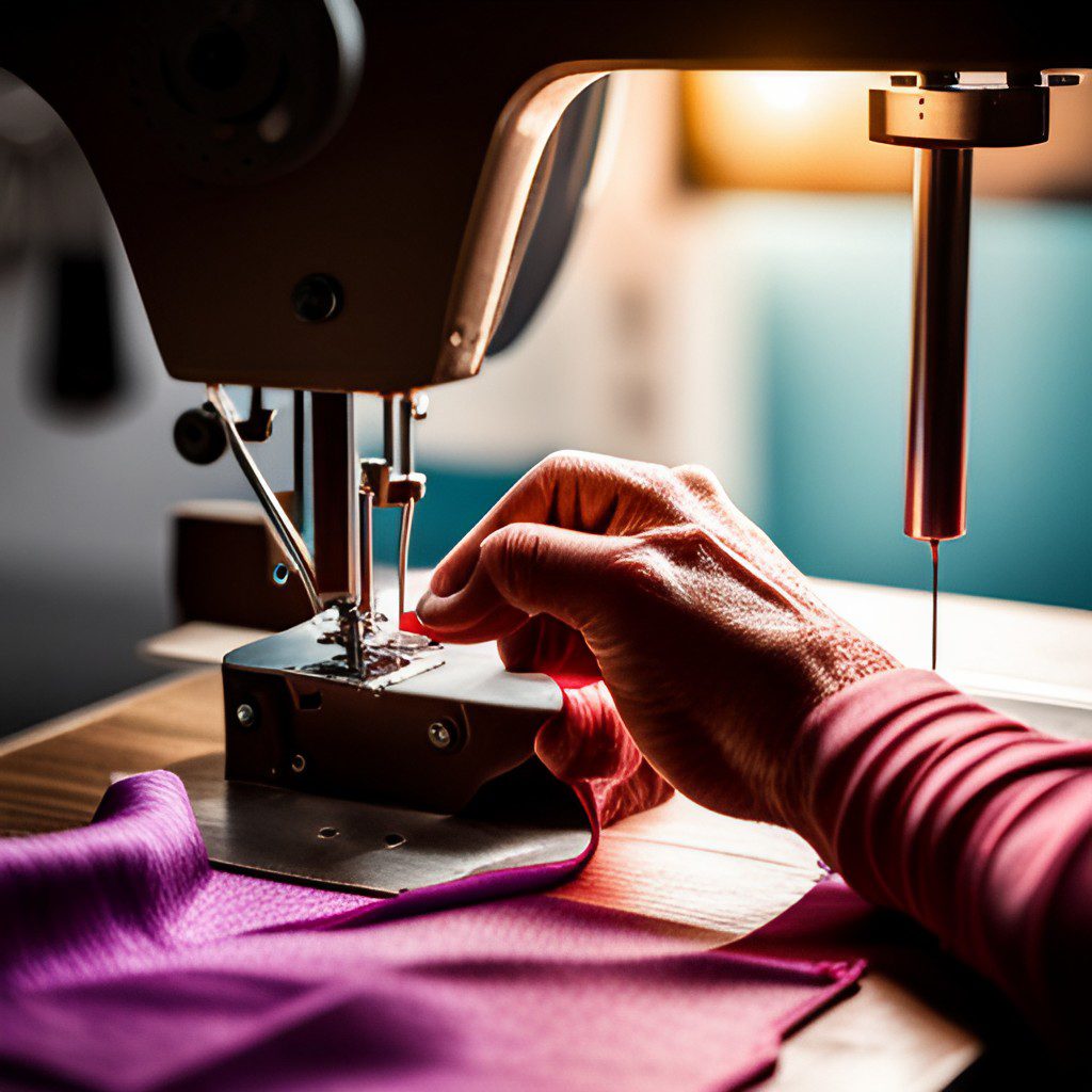 person sewing clothes