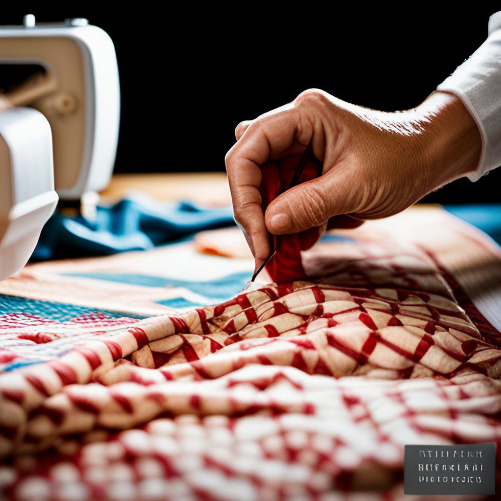 thread basting a quilt