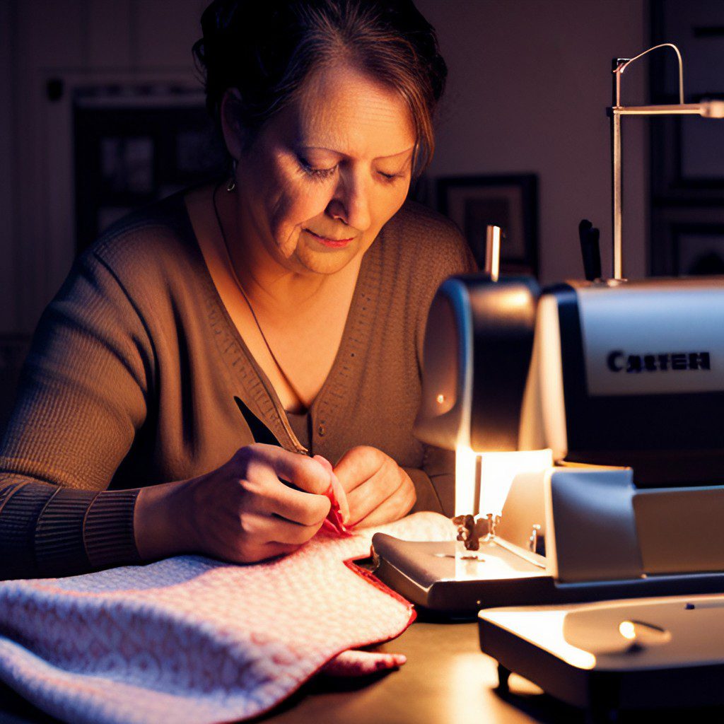 woman quilting in a craft room